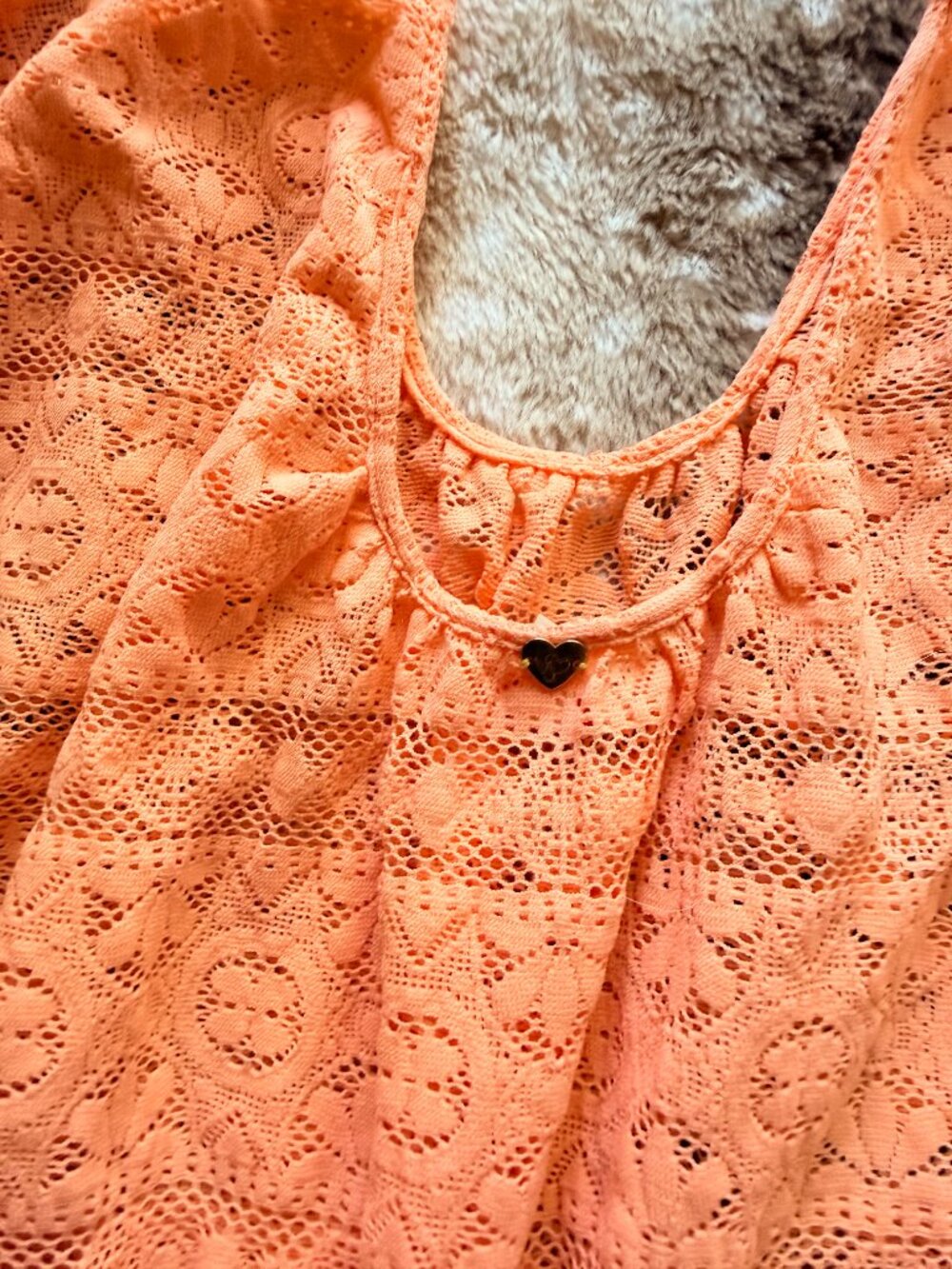 XS/S Victoria's Secret Bright Orange Lace Sheer Swim Cover Up Tunic - Picture 6 of 6